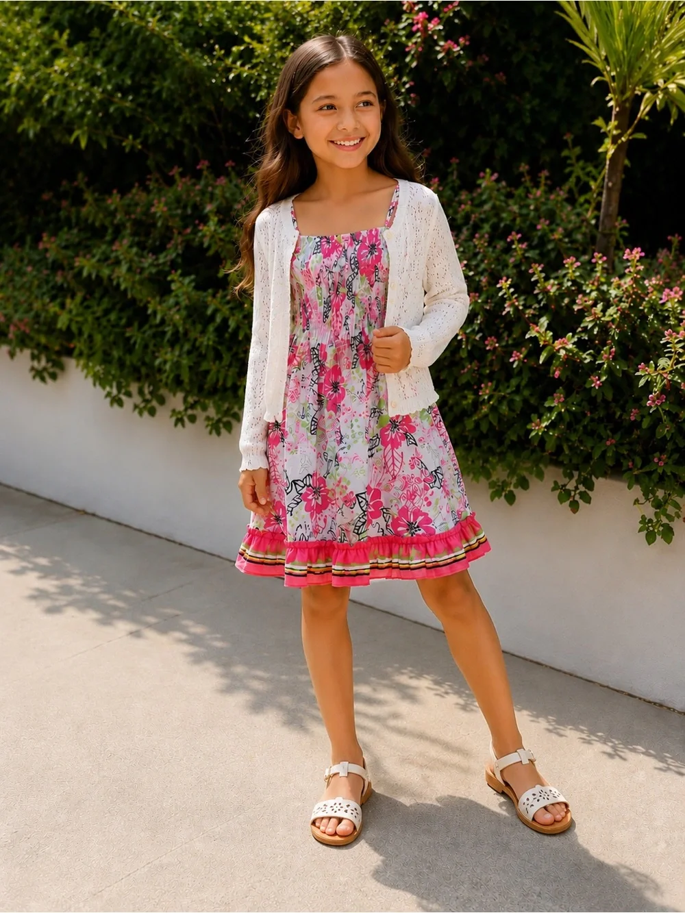 🌸 Birthday Party Ready! Girls Floral Twirl Dress | 14/16